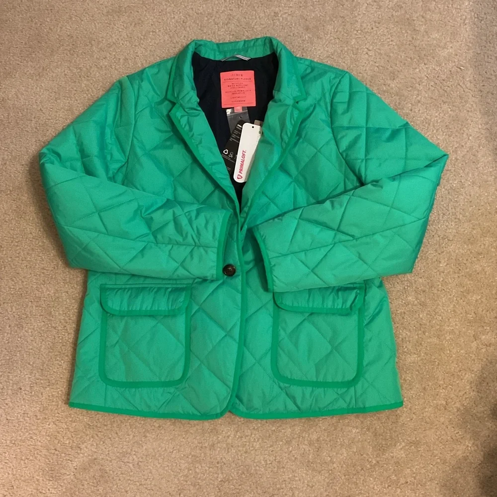 J. Crew Green Signature Water-Repellent Puffer Primaloft Lightweight Recycled XL - Picture 7 of 16
